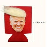 Fuzzy Trump Hair Beer/ Soda Can Cooler Koozie