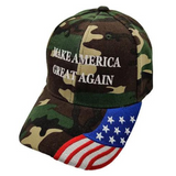 MAGA Custom Embroidered Hat w/ Flag Bill (Camo)
