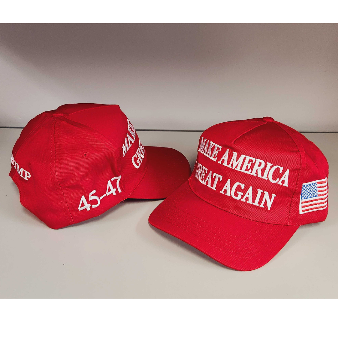 Premium Make America Great Again 45-47 Embroidered Hat (Red) 4 Sided Design