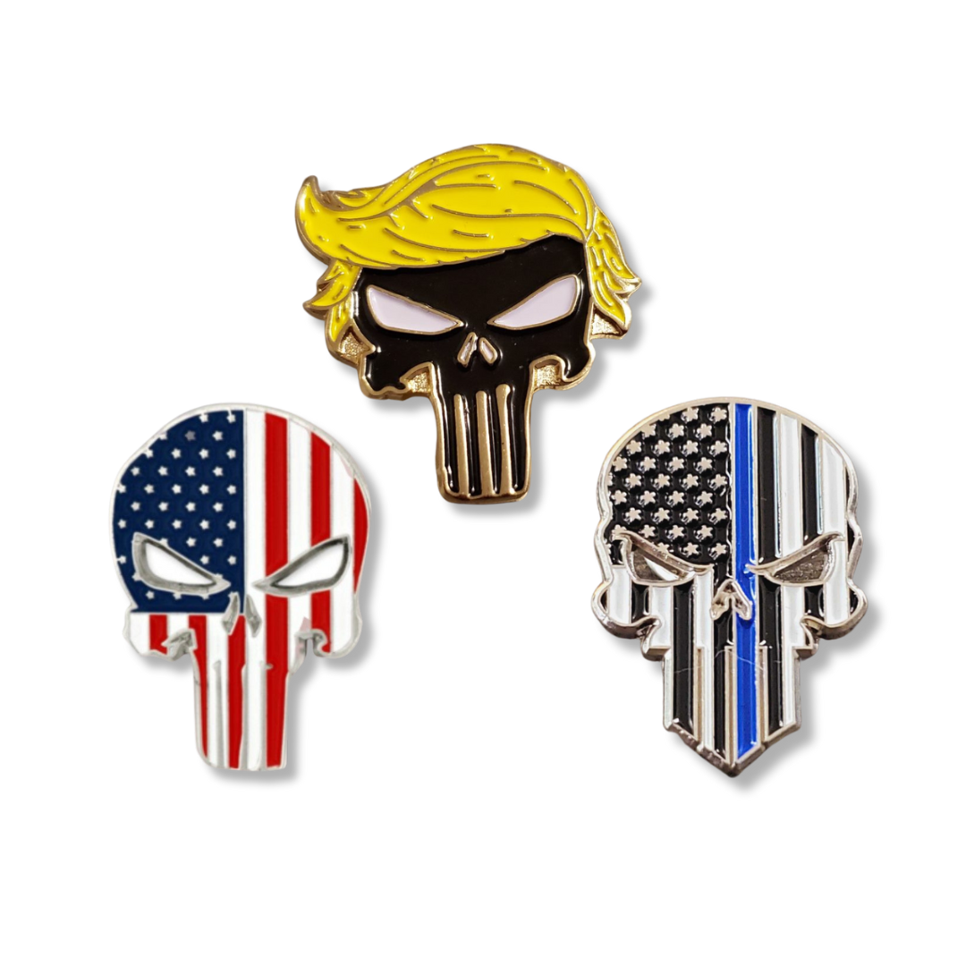 Punisher Enamel Lapel Pin 3-Pack