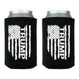 Trump American Flag (Black & White) Beer Can Koozie