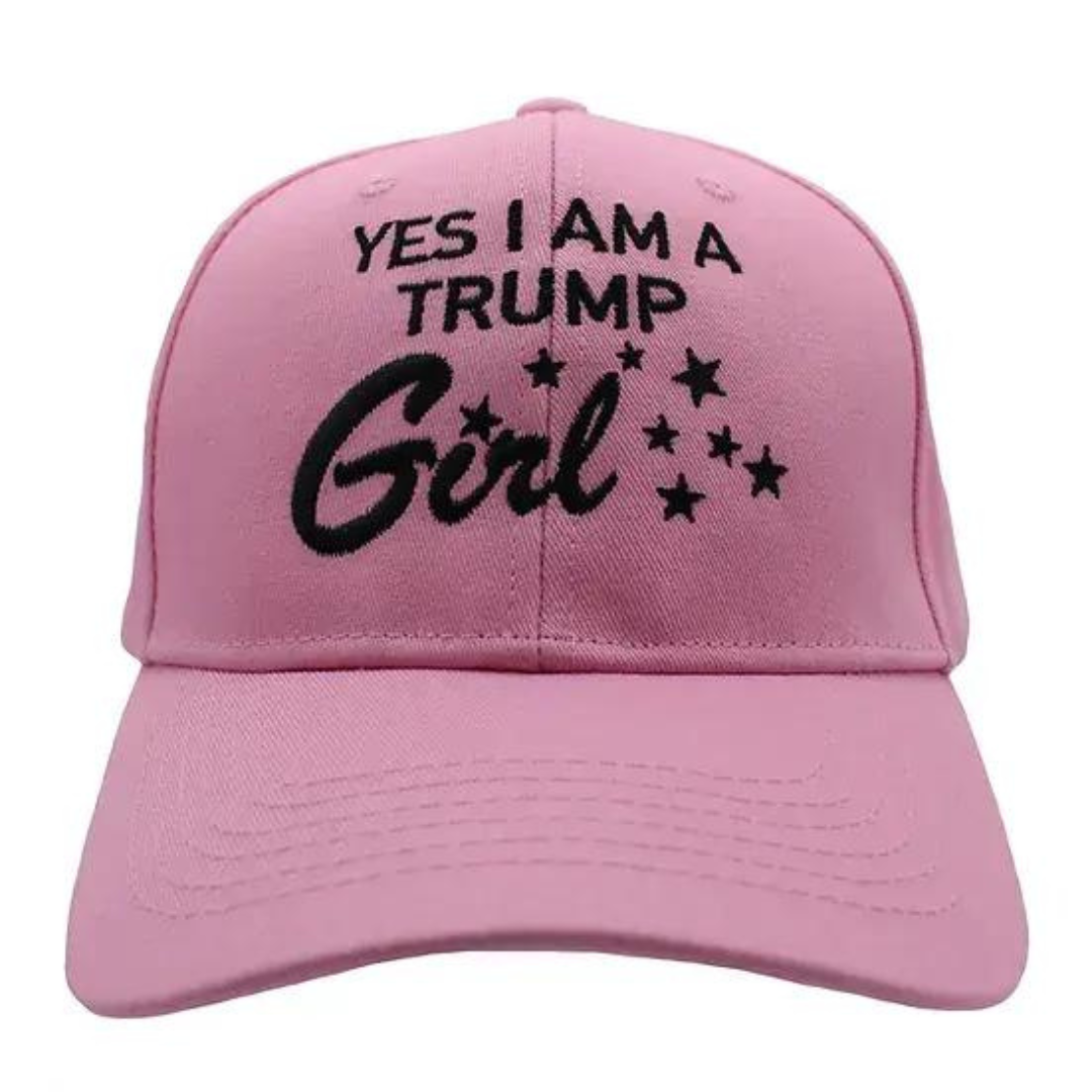 Yes! I Am A Trump Girl Embroidered Hat (Pink)