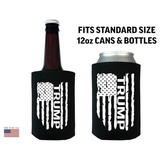 Trump American Flag (Black & White) Beer Can Koozie
