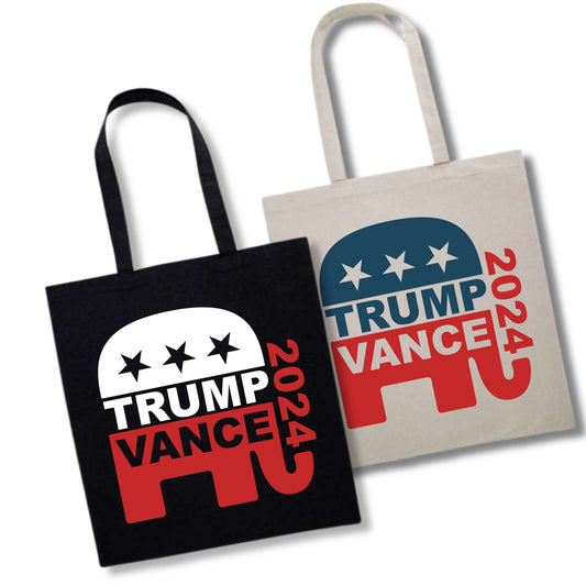 Trump Vance 2024  GOP Elephant Canvas Tote Bag (2 Colors)