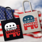 Trump Vance 2024  GOP Elephant Canvas Tote Bag (2 Colors)