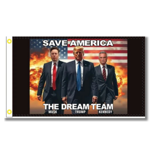 Trump, Musk and RFK Jr Save America "The Dream Team" Flag