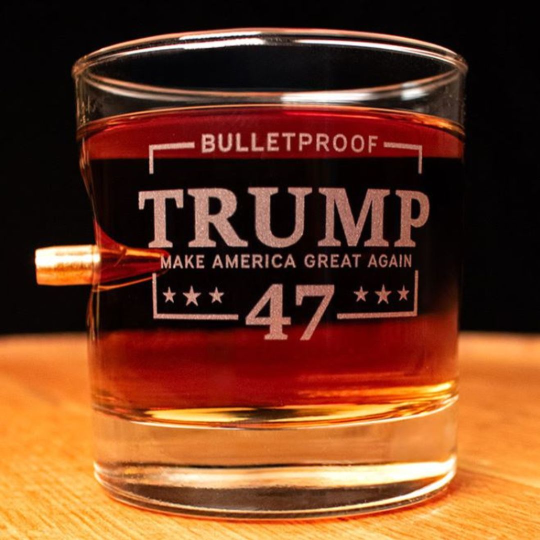 Bulletproof Trump 47 Make America Great Again Whiskey Glass