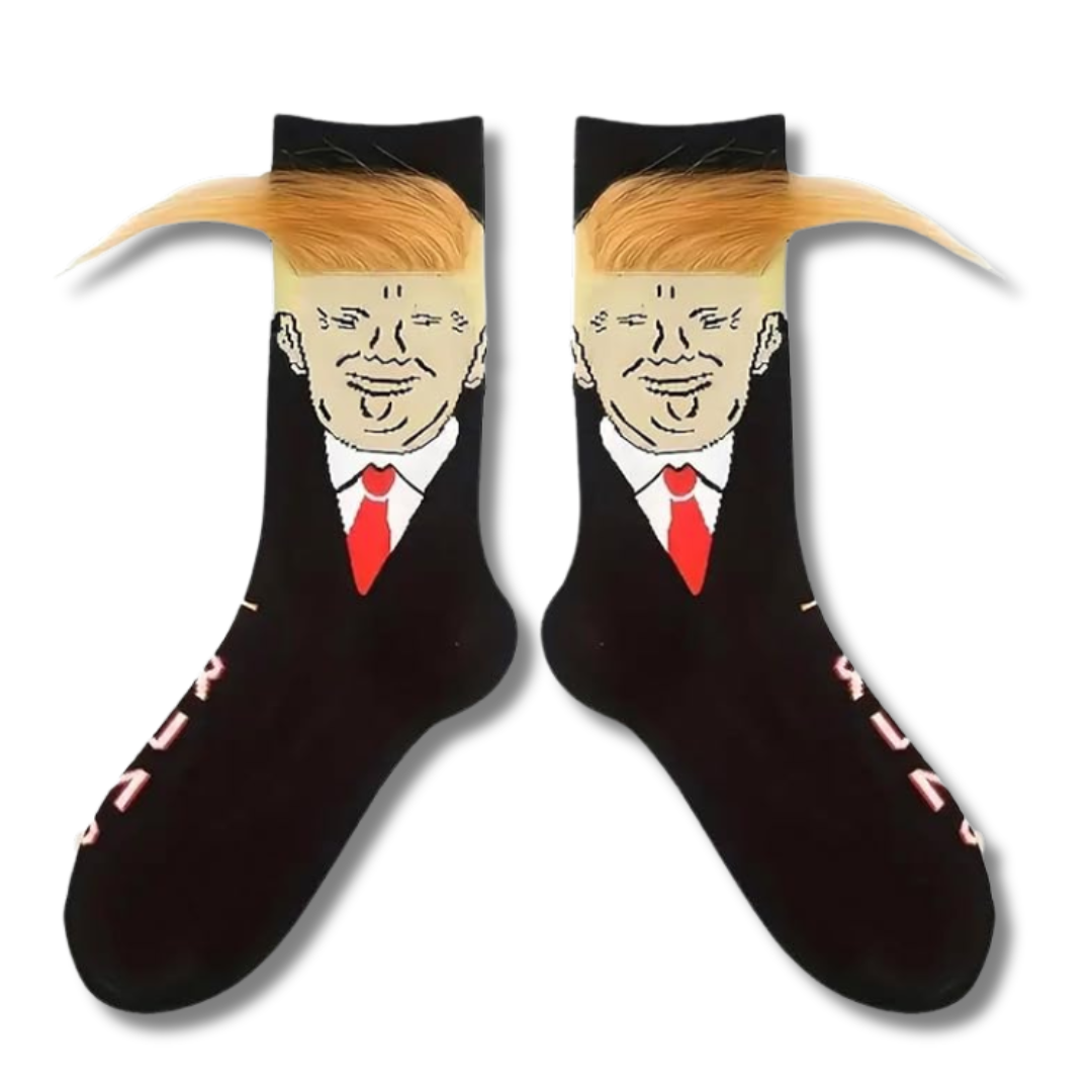 Trump Fuzzy Hair Socks – Bold, Patriotic, and Full of Personality