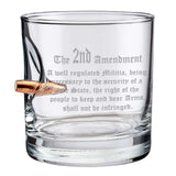Handcrafted 2nd Amendment American Flag Whiskey Glass with Real Bullet (11oz)