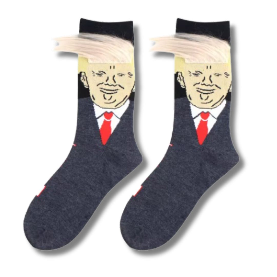 Trump Fuzzy Hair Socks – Bold, Patriotic, and Full of Personality