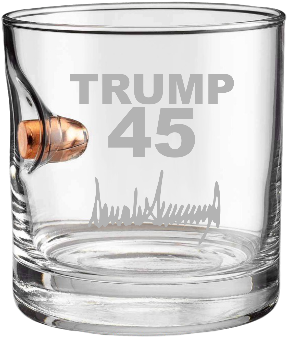 Trump Signature 45 Whiskey Glass Real Bullet