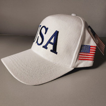 USA Trump 45 100% Cotton Twill Embroidered Hat (White)