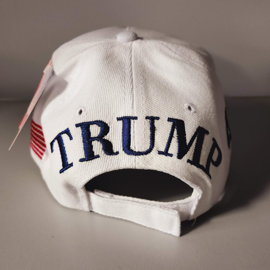 USA Trump 45 100% Cotton Twill Embroidered Hat (White)