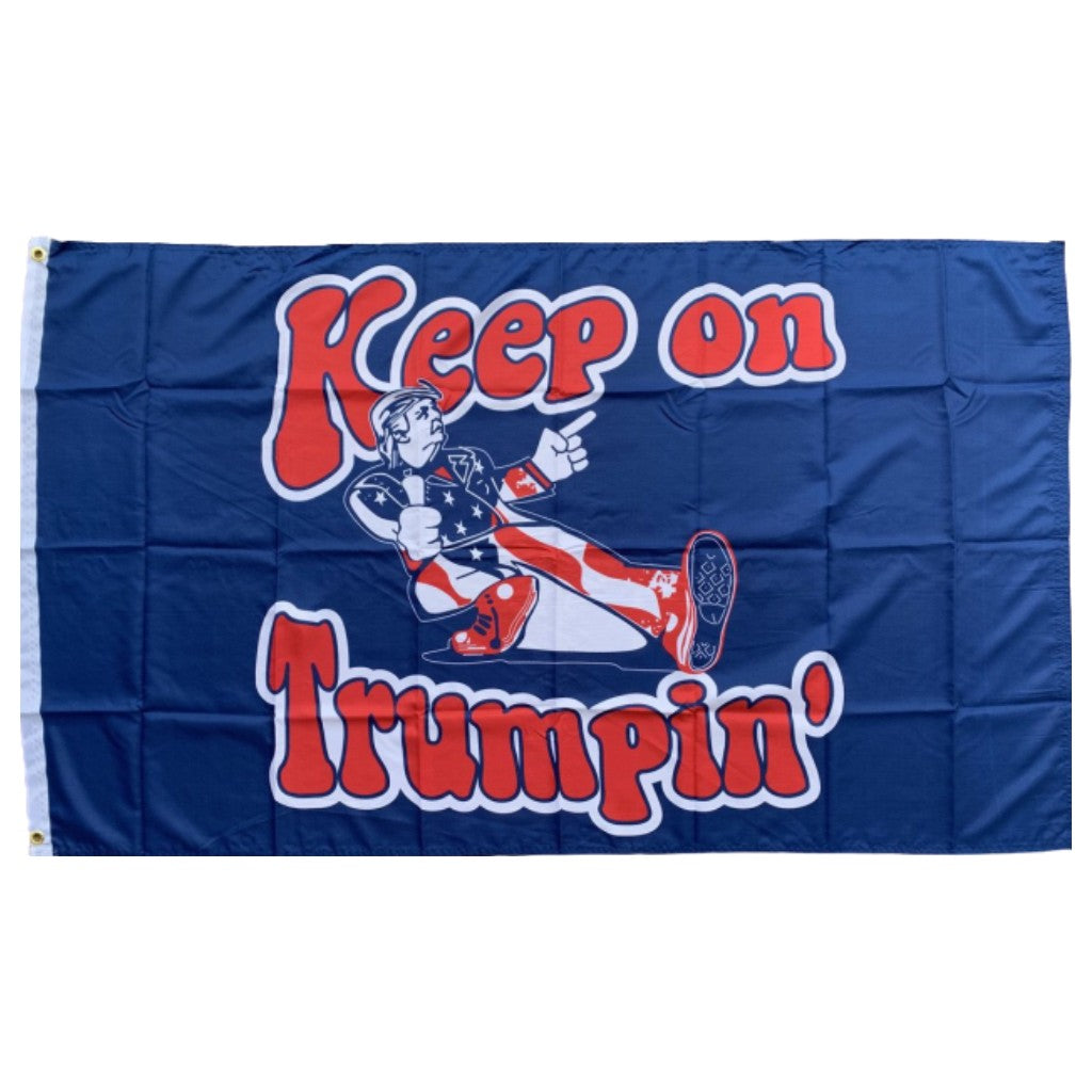 "Keep On Trumpin'" Flag 3' x 5' (Retro-Style) Blue