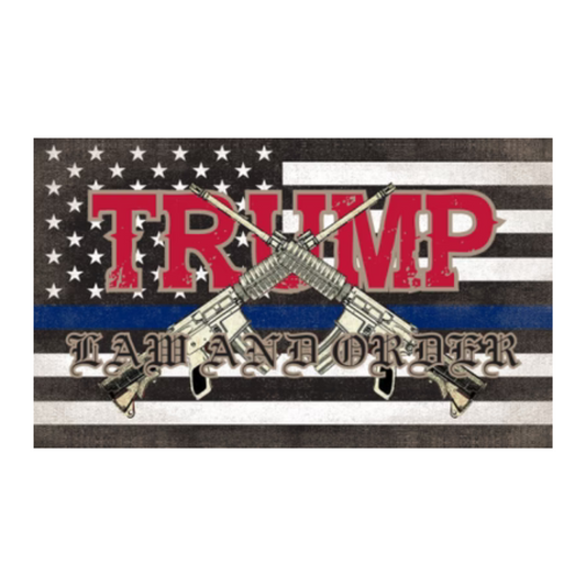 Trump Law & Order Thin Blue Line 3'x5' Flag