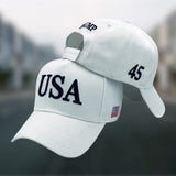 USA Trump 100% Cotton Twill Embroidered Hat (White)